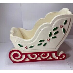 Vintage Wooden Santa Sleigh Planter